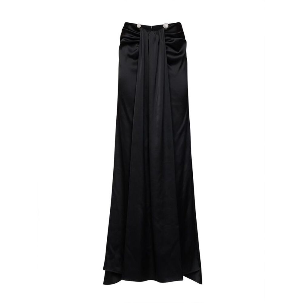 Giuseppe Di Morabito Women Black Satin Maxi Skirt With Jeweled Detail